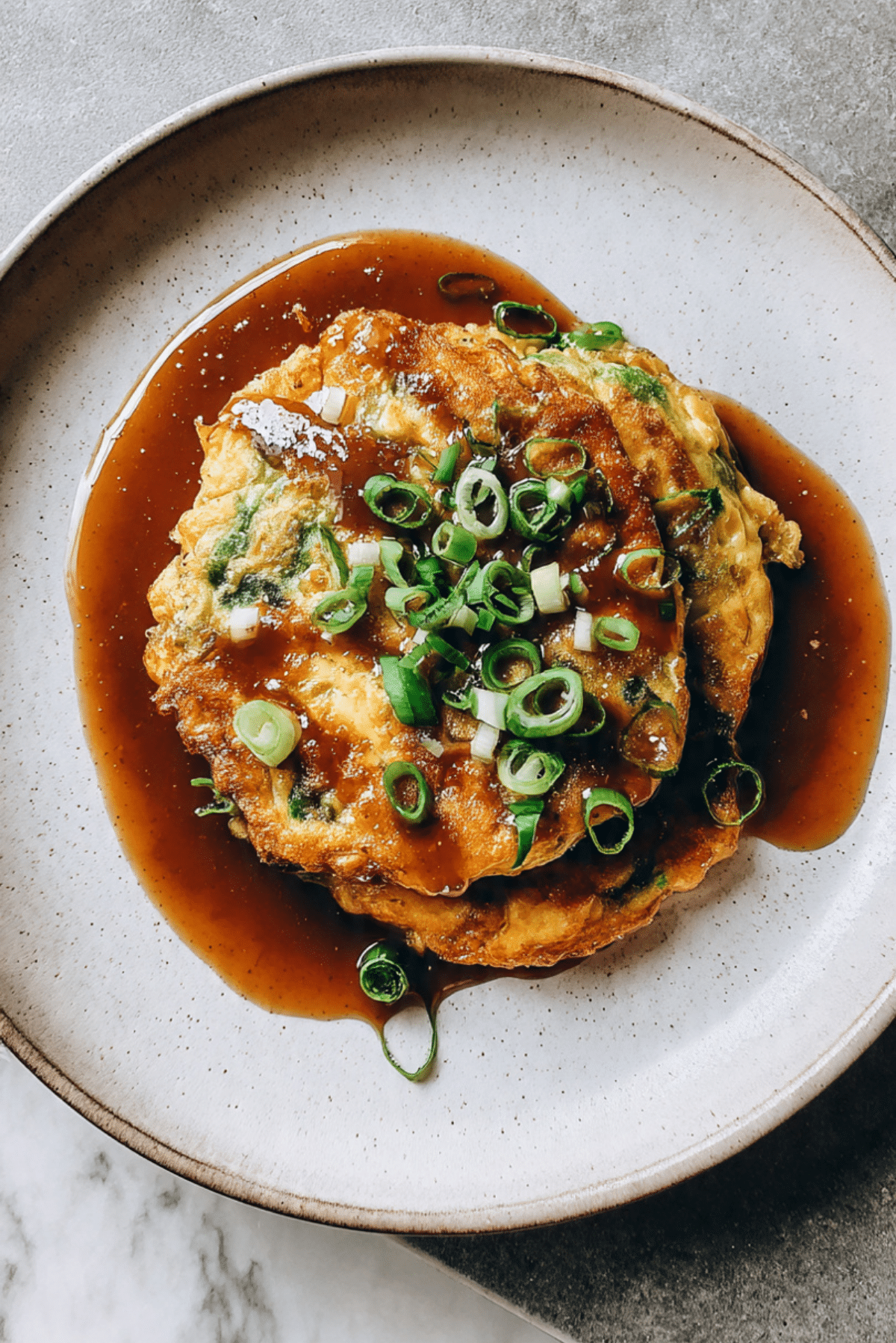 Shrimp Egg Foo Young with fried rice & spring roll✴
