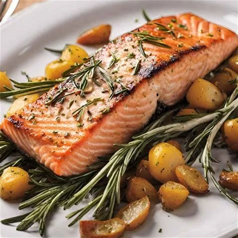 Baked Garlic Rosemary Salmon