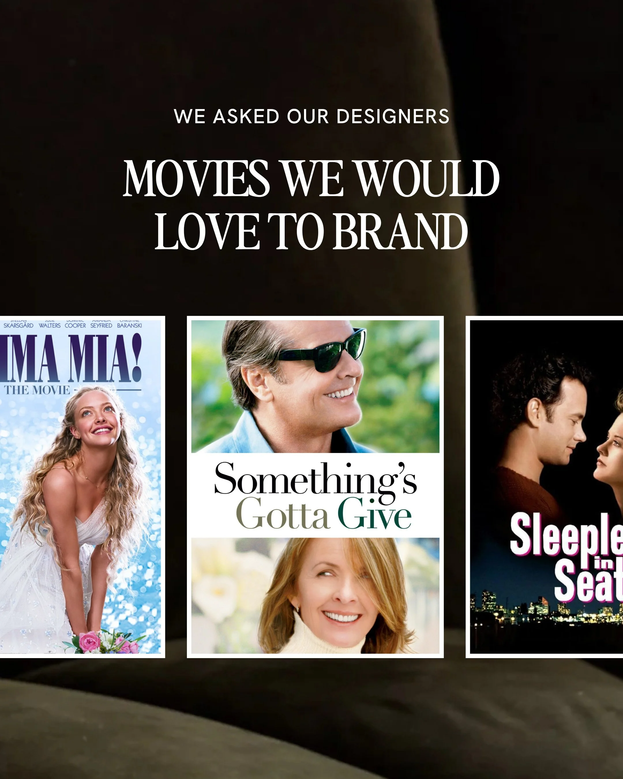 A very serious creative discussion happened at S co. this week...which movie would you love to turn into a brand? 😝

Our answers are very on brand for each of us.

We are curious what movie you would choose! 

#womeninbusiness #brandstrategy #smallb