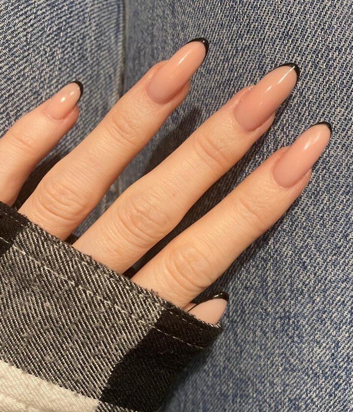 A modern twist on classic French tips 💅🖤​​​​​​​​
​​​​​​​​
Why not treat yourself to a gel manicure and choose from our wide range of colours from @the_gelbottle_inc ​​​​​​​​
To book your appointment, click 'Book Now' on our profile or call us on 01