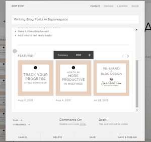 Writing Blog Posts in Squarespace | byRosanna