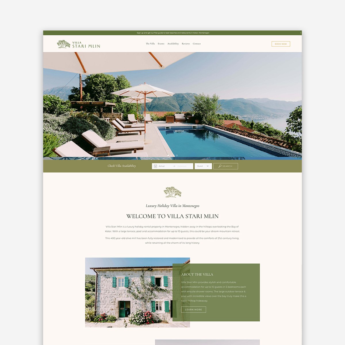 Luxury holiday villa website