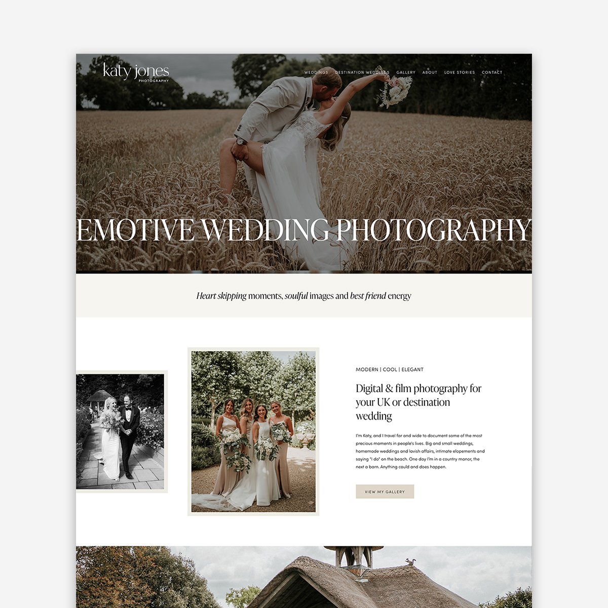Wedding photographer website on Squarespace