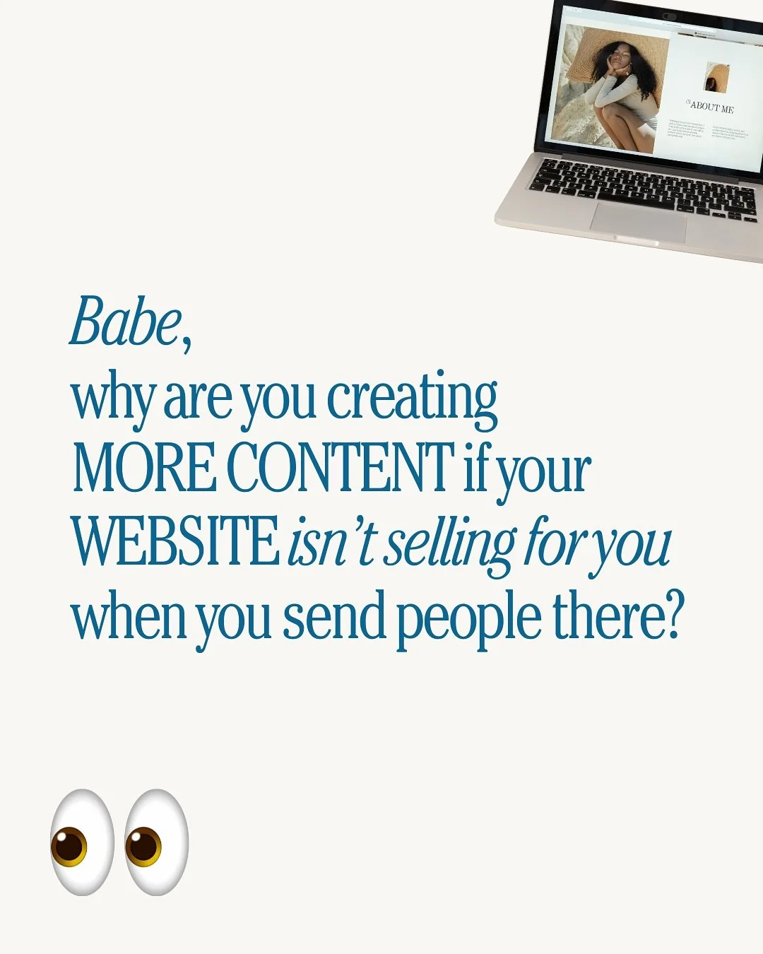 Is your website actually doing the hard work for you? 👀 

If you:
👉🏼 DIYed your current site 
👉🏼 Worked with a web designer but rushed or half-arsed the content (it&rsquo;s ok to admit🥲)
👉🏼 Want to refresh/overhaul your existing website
👉🏼 