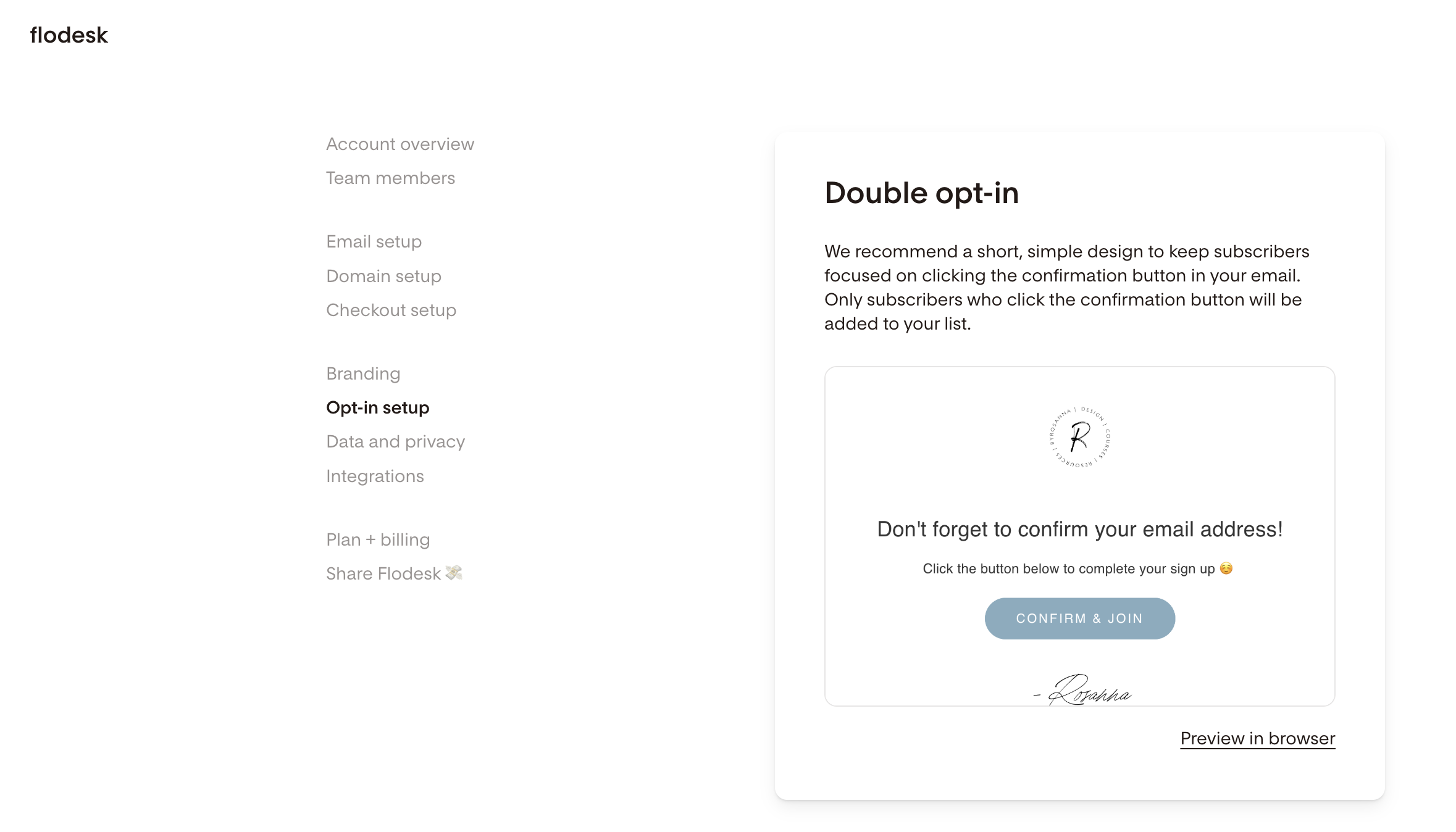 Flodesk account set up