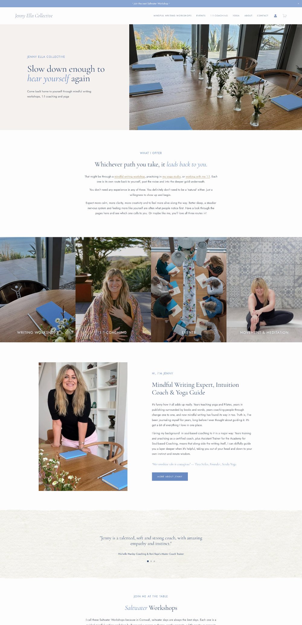 Squarespace website for journaling workshops