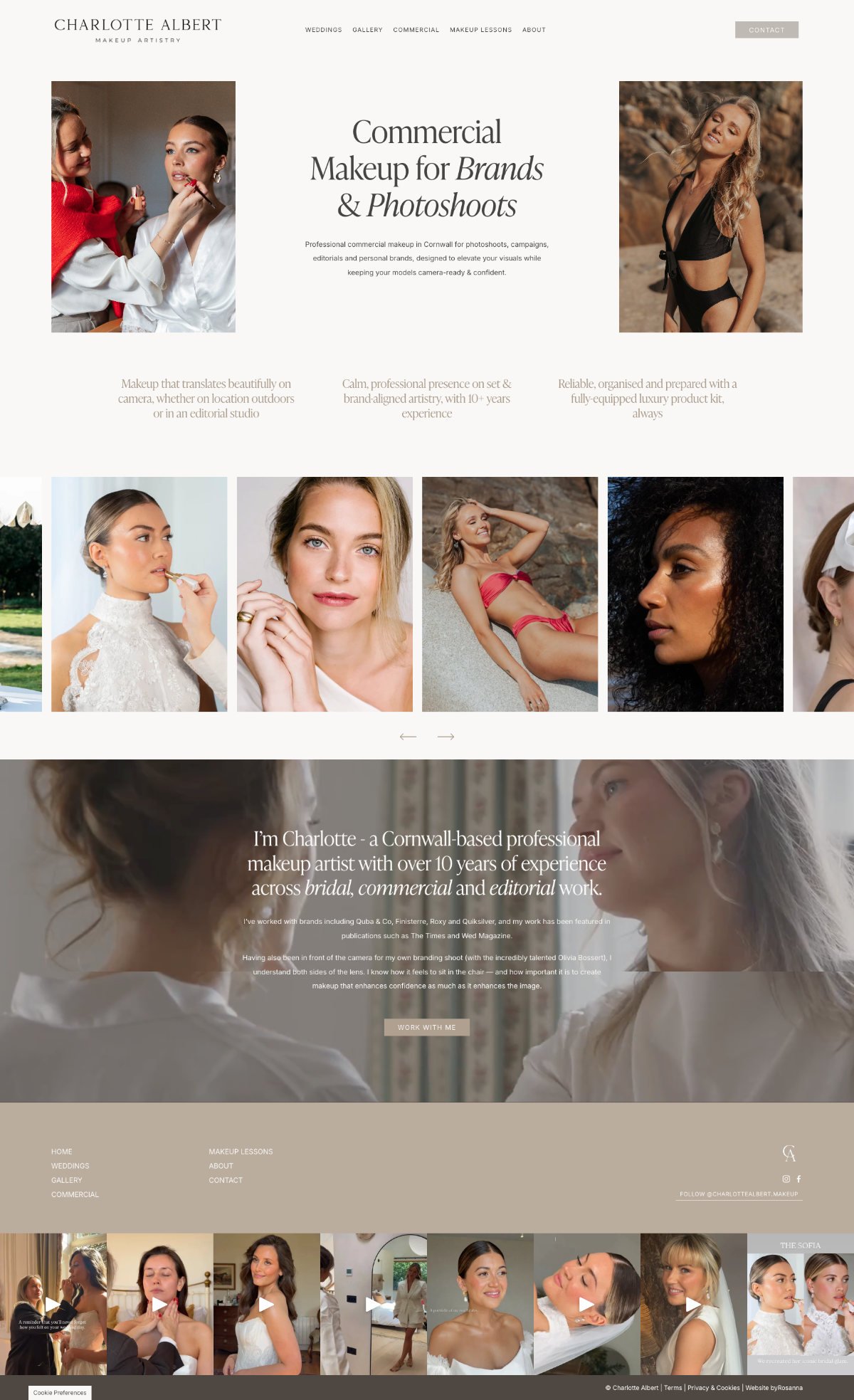 Squarespace website for makeup artist