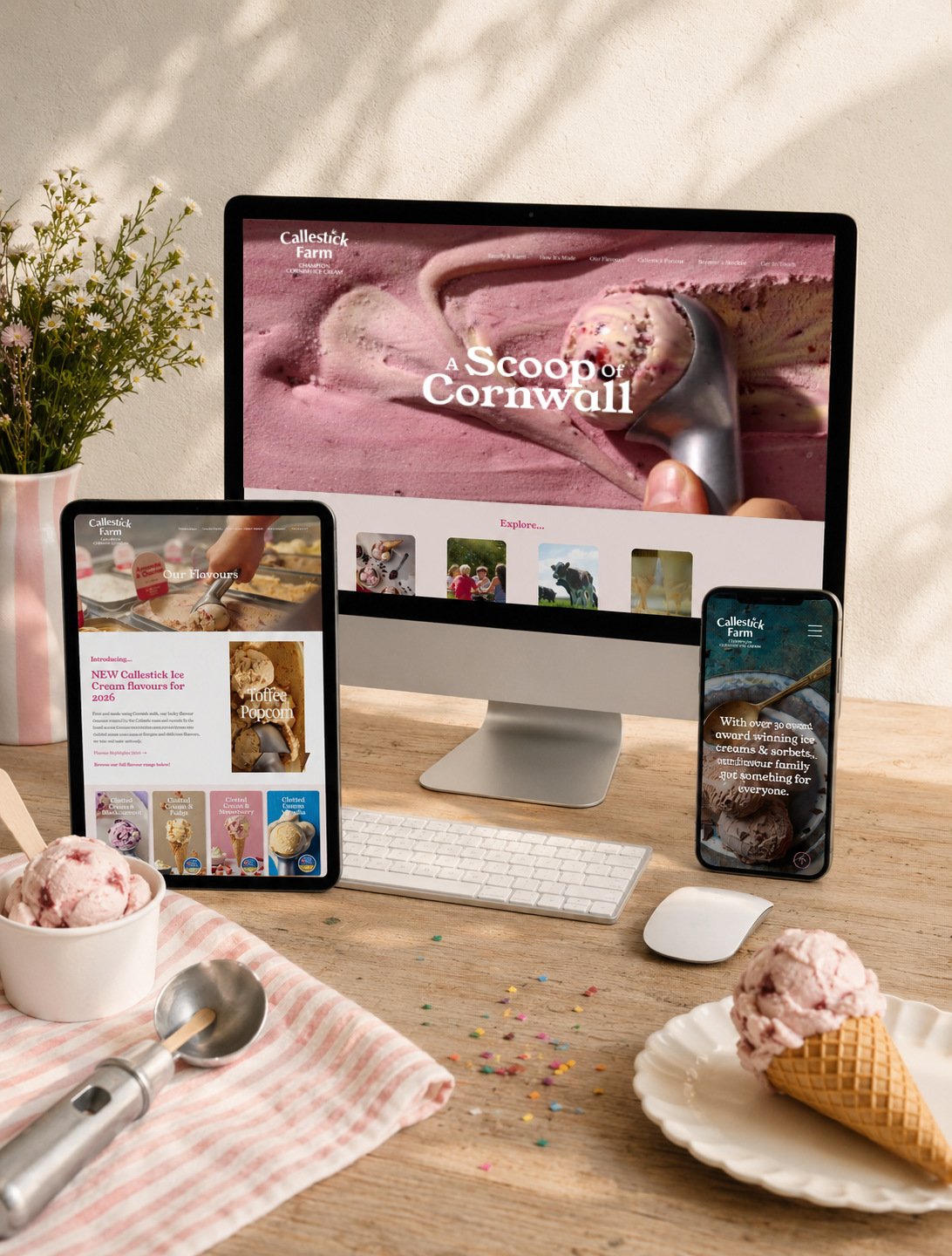 Squarespace website design for ice cream brand