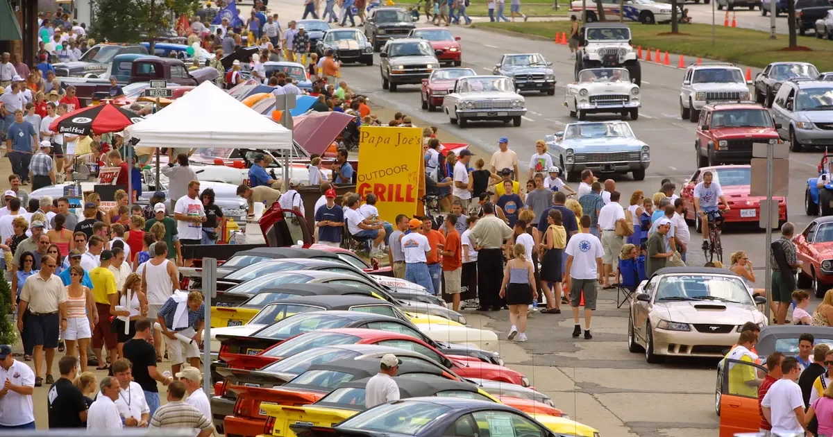 Crowds gathered along Woodward Avenue during the Woodward Dream Cruise in Metro Detroit, representing The SOAP Project outreach.