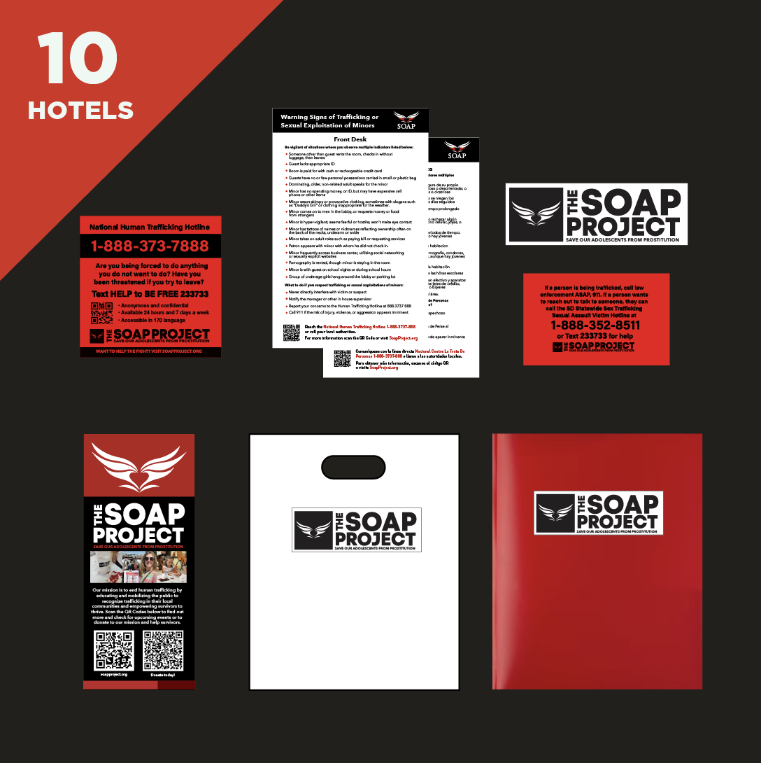 10 Hotel Outreach Supply Package (soap and makeup remover wipes not included)