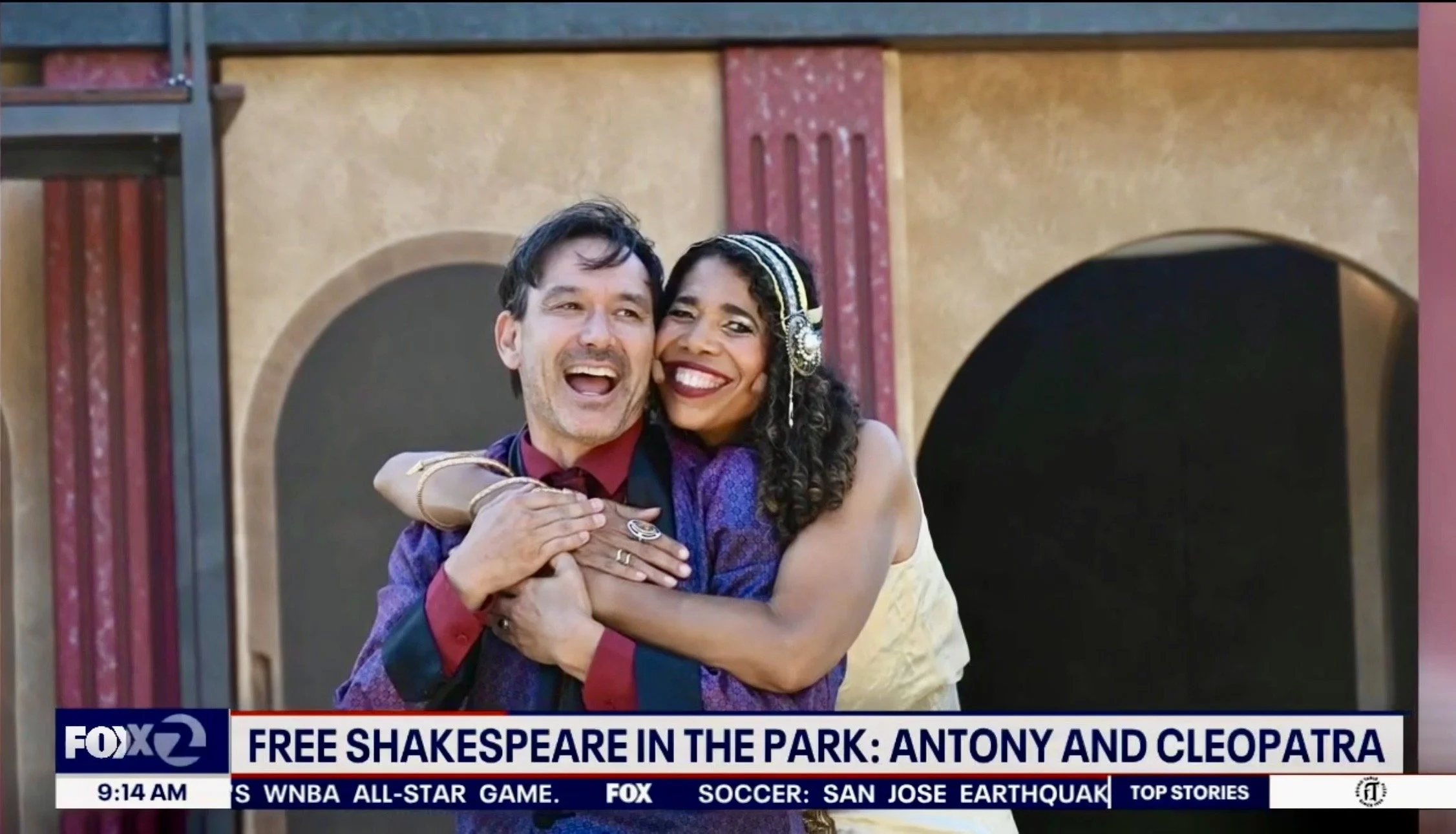 Jeremy Ohta Lee and Elizabeth Carter in Antonu & Cleopatra with SF Shakespeare Festival