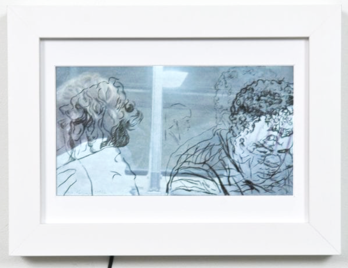 Dynamic Stasis, LCD video, lithograph on varnished mulberry paper
edition 3, 318 x 420 mm