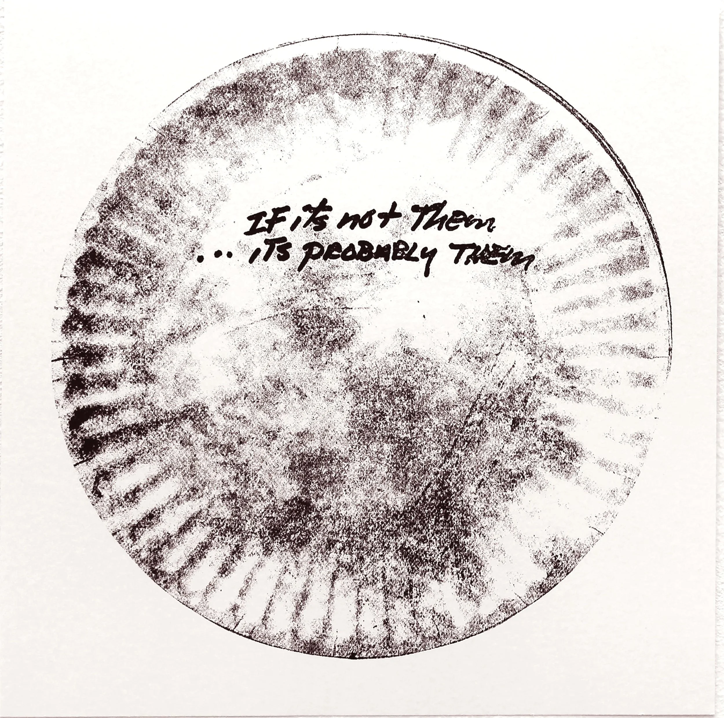 Fragile, Tahsnks!, 11 x 11" screenprint. Color based on my father's collection of glazes for ceramics. My father's "sketchbooks" were stacks of paper plates.