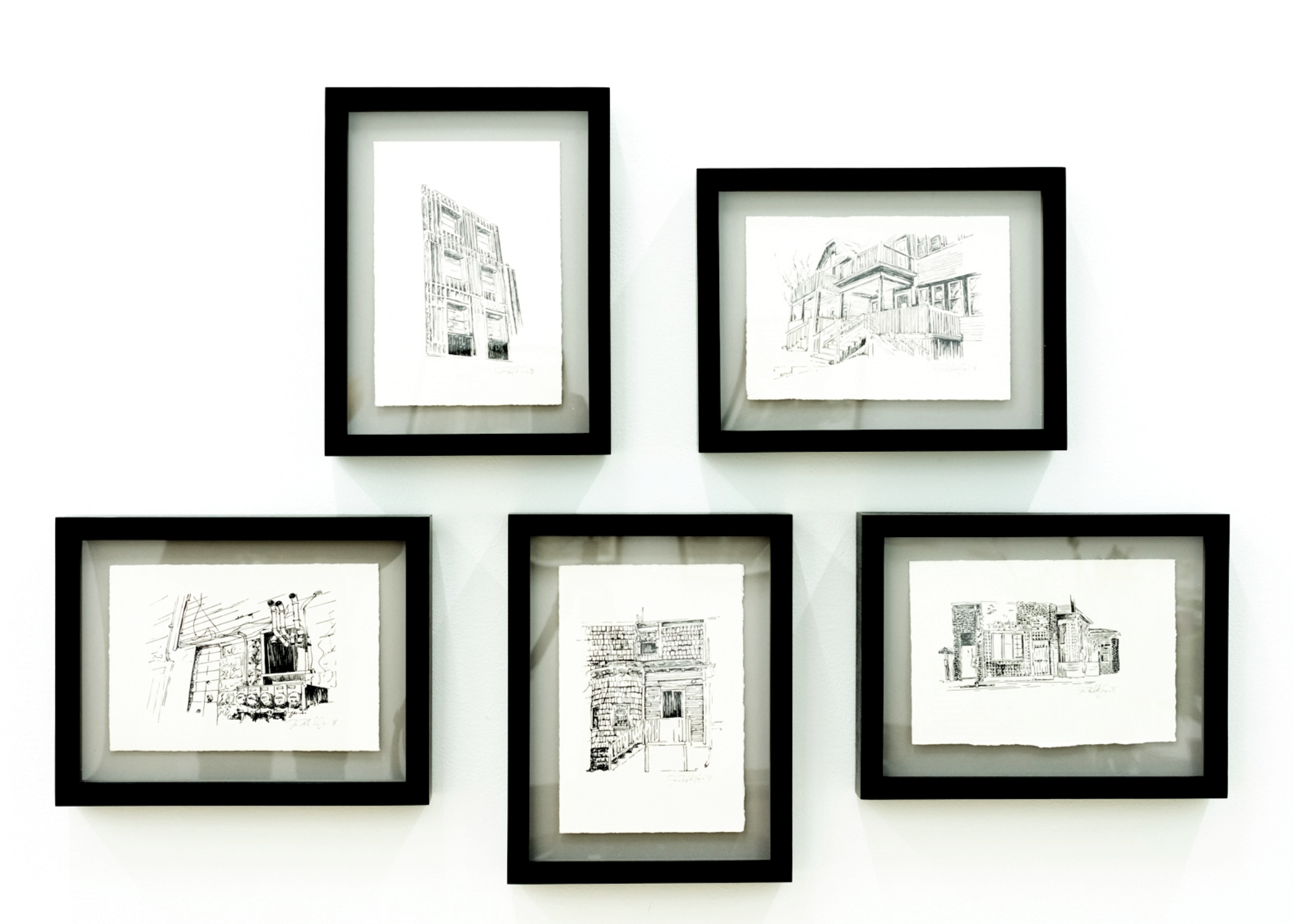 Original drawings for Inbound East, 6 x 8", permanent ink on BKF Rives.