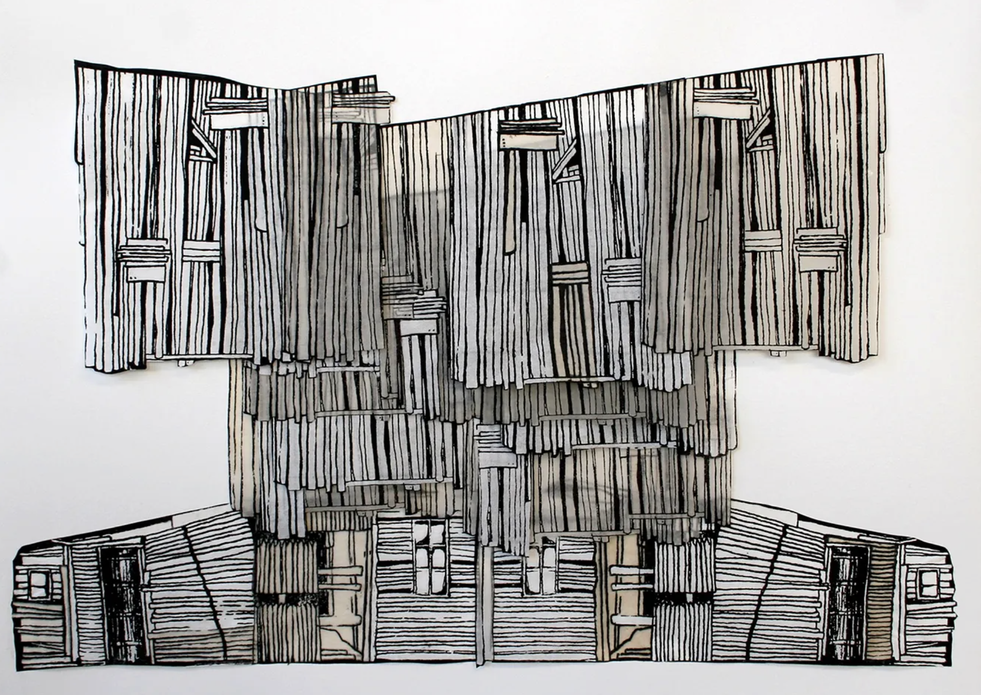 Layover, 13 x 16", assembled screenprints on hanji mounted to BFK