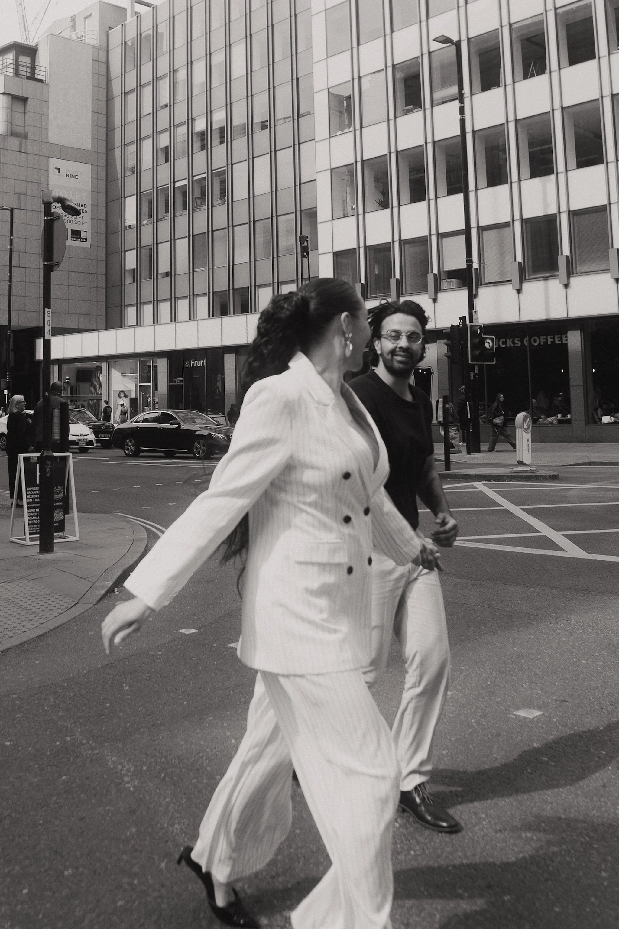 Editorial engagement photo of couple in Manchester