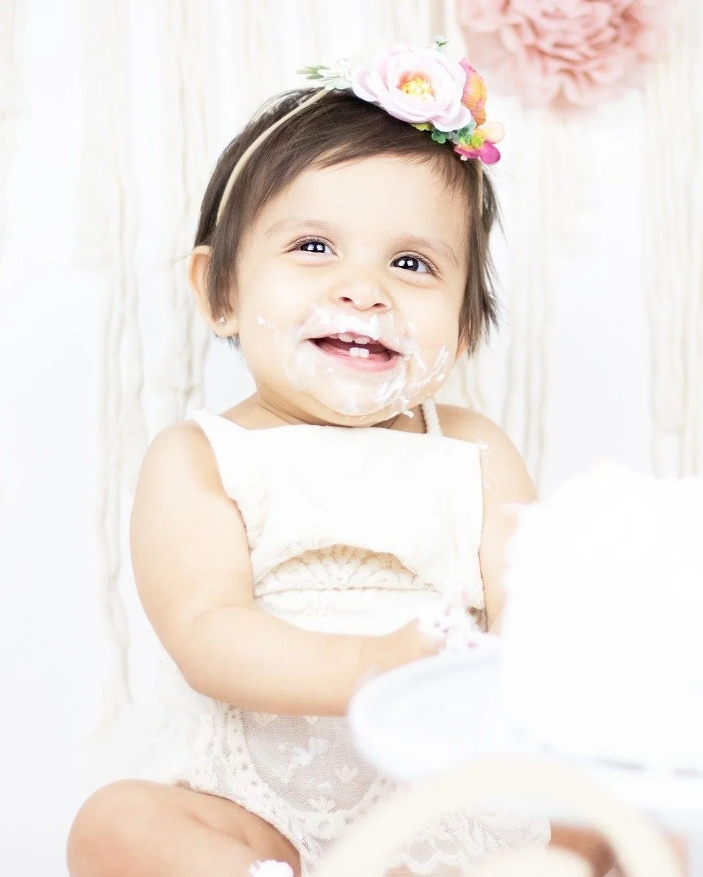 💕Happy Birthday, little girl! May your day be as sweet and sparkly as this cake-covered smile 💕🎉🧁 
#BirthdayBliss #CakeSmashMagic #GigglesAndFrosting #LittleQueenMoments #CapturedJoy