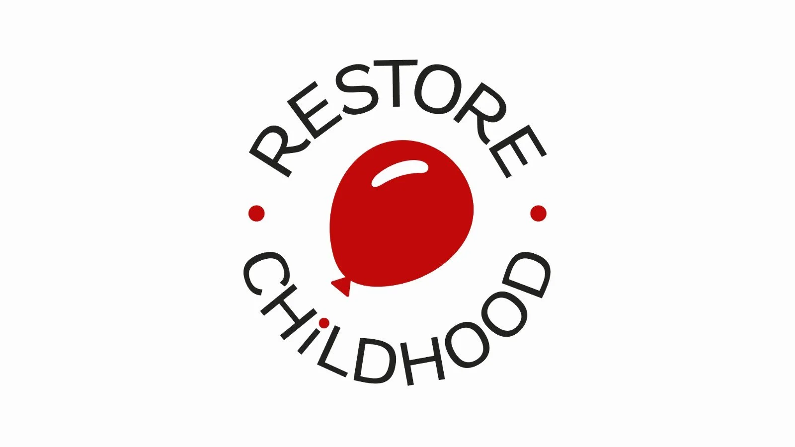 Restore Childhood logo, a red balloon