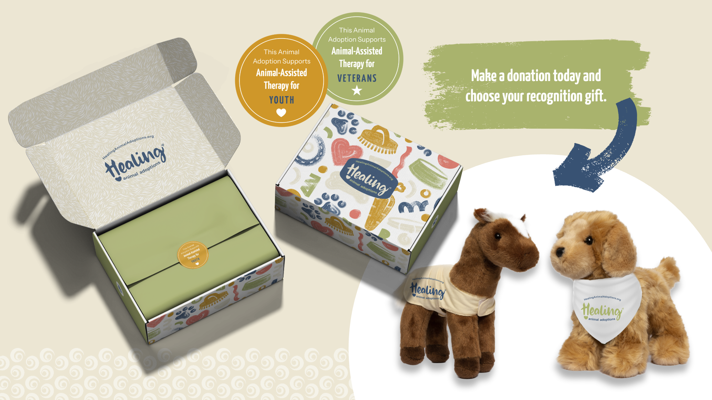 Healing Animal Adoptions Brand, Pattern Illustration, and Packaging Design