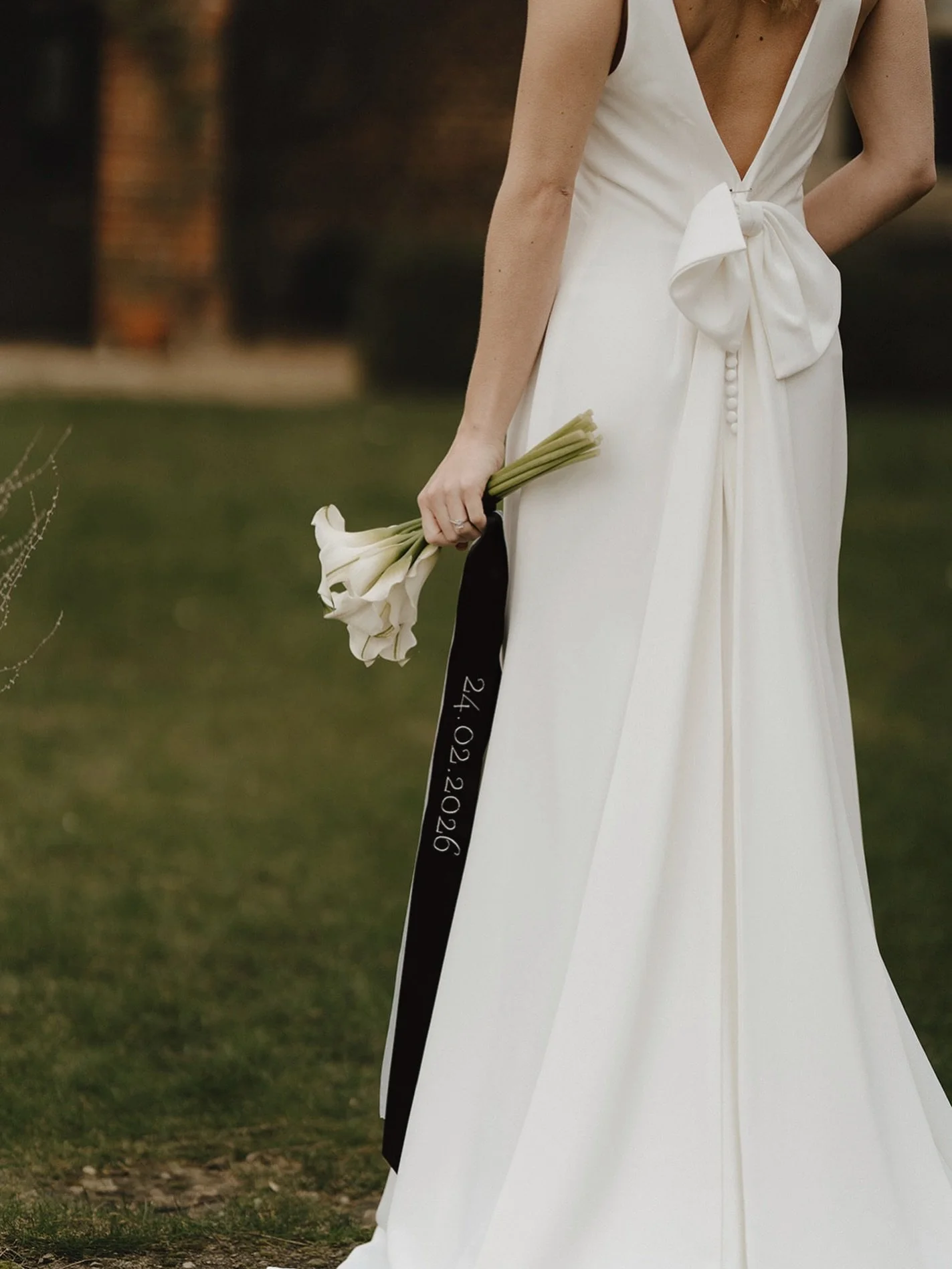 A bouquet ribbon to suit any wedding. Our hand embroidered bouquet ribbons come in any colour, any font and any style to suit your wedding. 
Design your own ribbon with any quote, wording or dates to make your bouquet completely unique 
Message to re