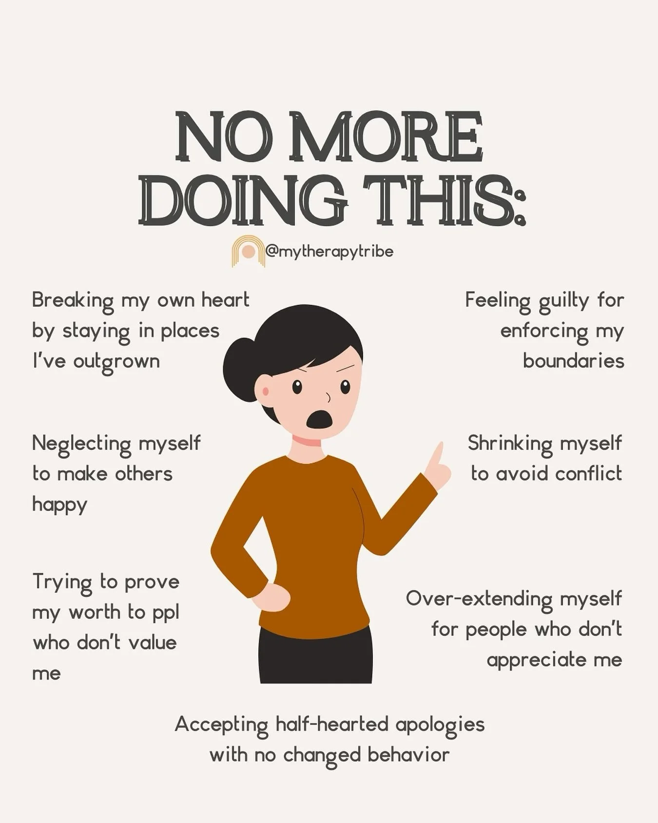 Healing looks like unlearning old patterns and refusing to keep the cycle going. I&rsquo;m no longer doing these things, and honestly&hellip;It feels GOOD. ✨🚫

💭 Which one hit home for you? 

Or what&rsquo;s something you&rsquo;ve stopped doing on 