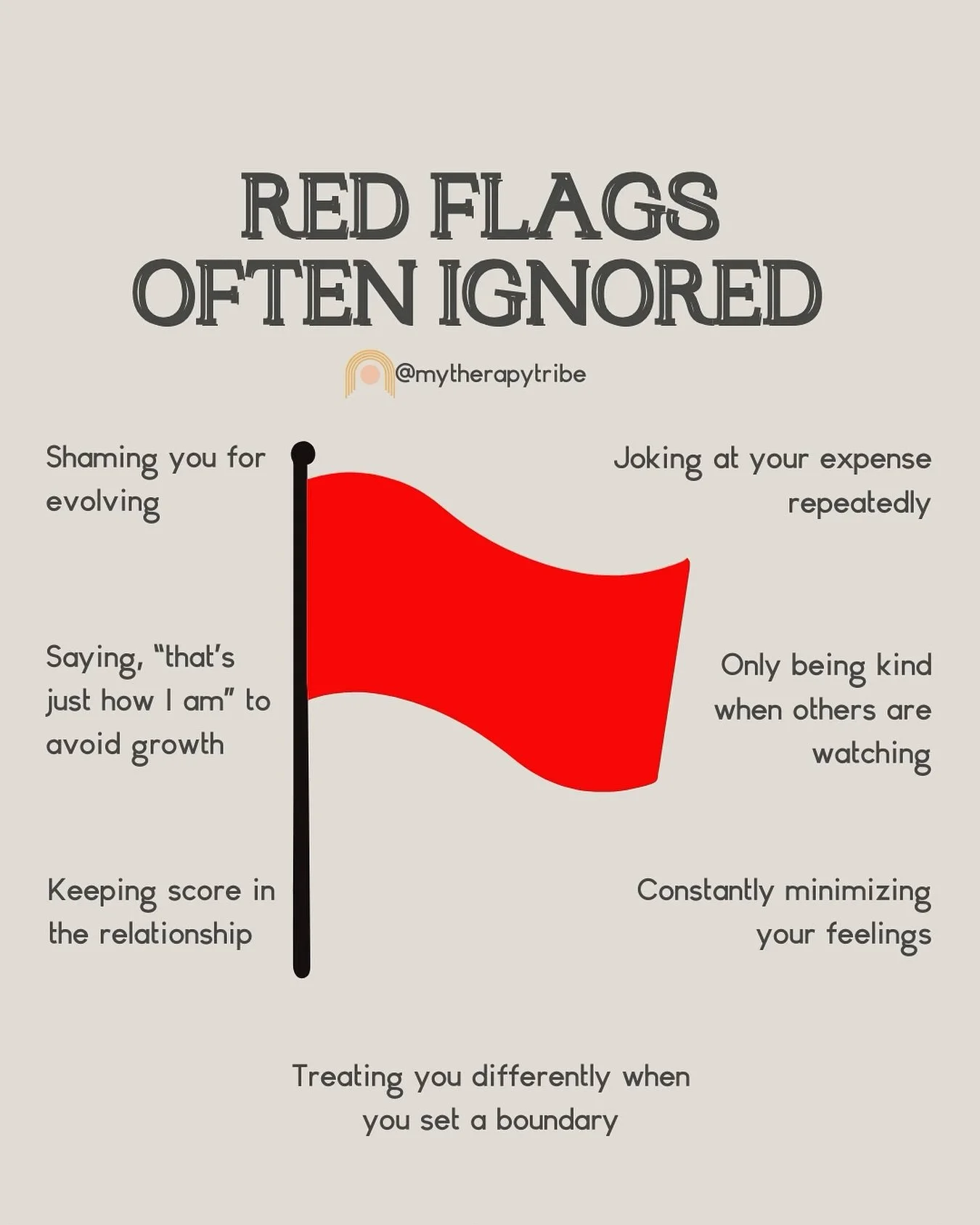 Not all red flags are loud and obvious. 🚩

Some are subtle, quiet, and easy to dismiss, but they can still be just as damaging.

Here are a few red flags that don&rsquo;t get talked about enough 👇

🚩shaming you for evolving. 

🚩saying, &ldquo;tha
