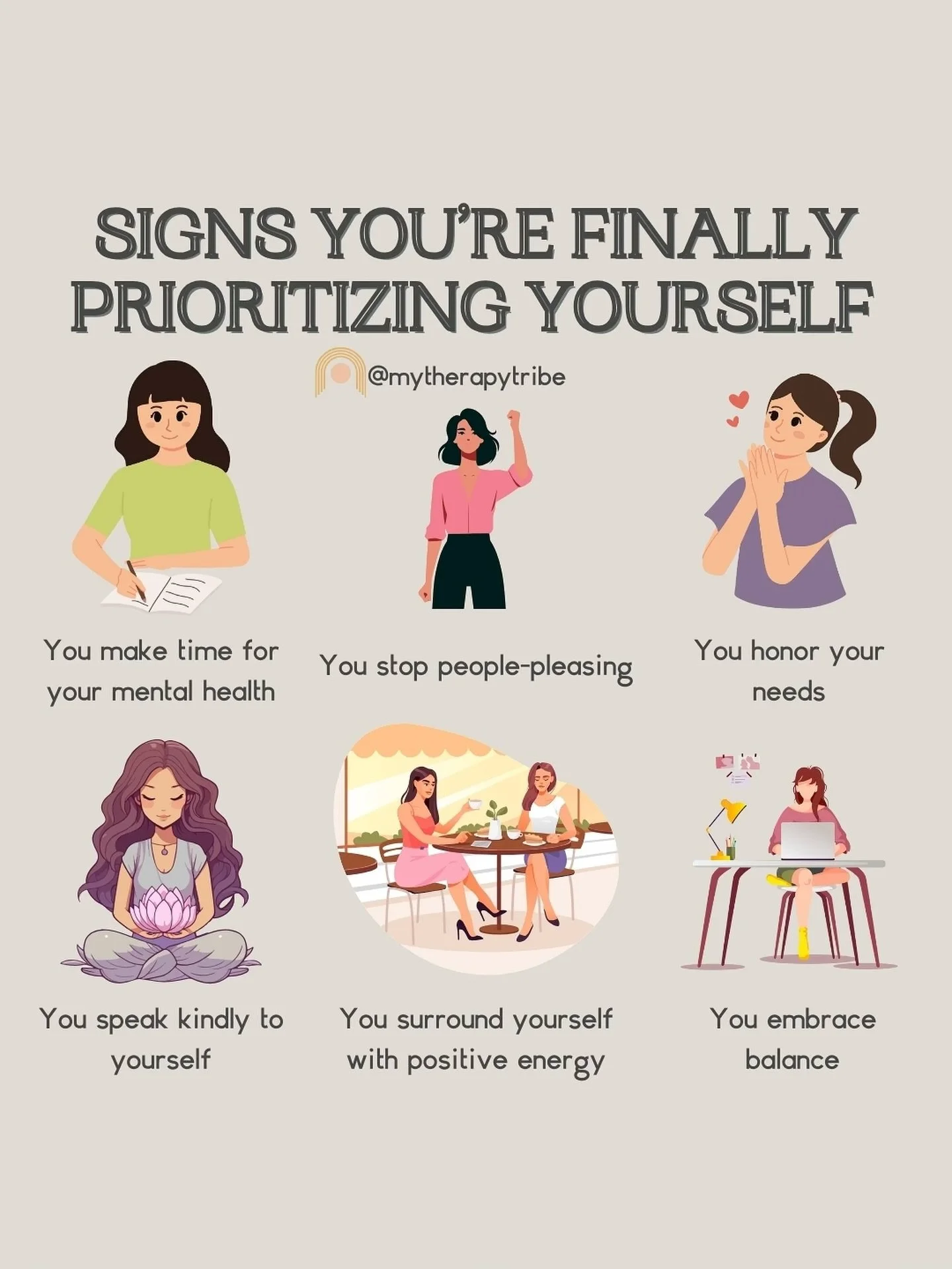When you start 𝘱𝘳𝘪𝘰𝘳𝘪𝘵𝘪𝘻𝘪𝘯𝘨 yourself, the shift is real. 🙌⁣
⁣
No more people-pleasing, just boundaries, self-care, and inner peace. 🌸⁣
⁣
Here are some ways you can start prioritizing yourself: ⁣
⁣
1️⃣ You make time for your mental healt