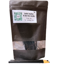 pouch of zip ties for securing moving bins
