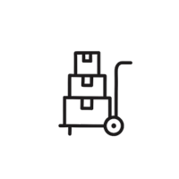 moving boxes stacked on a dolly icon
