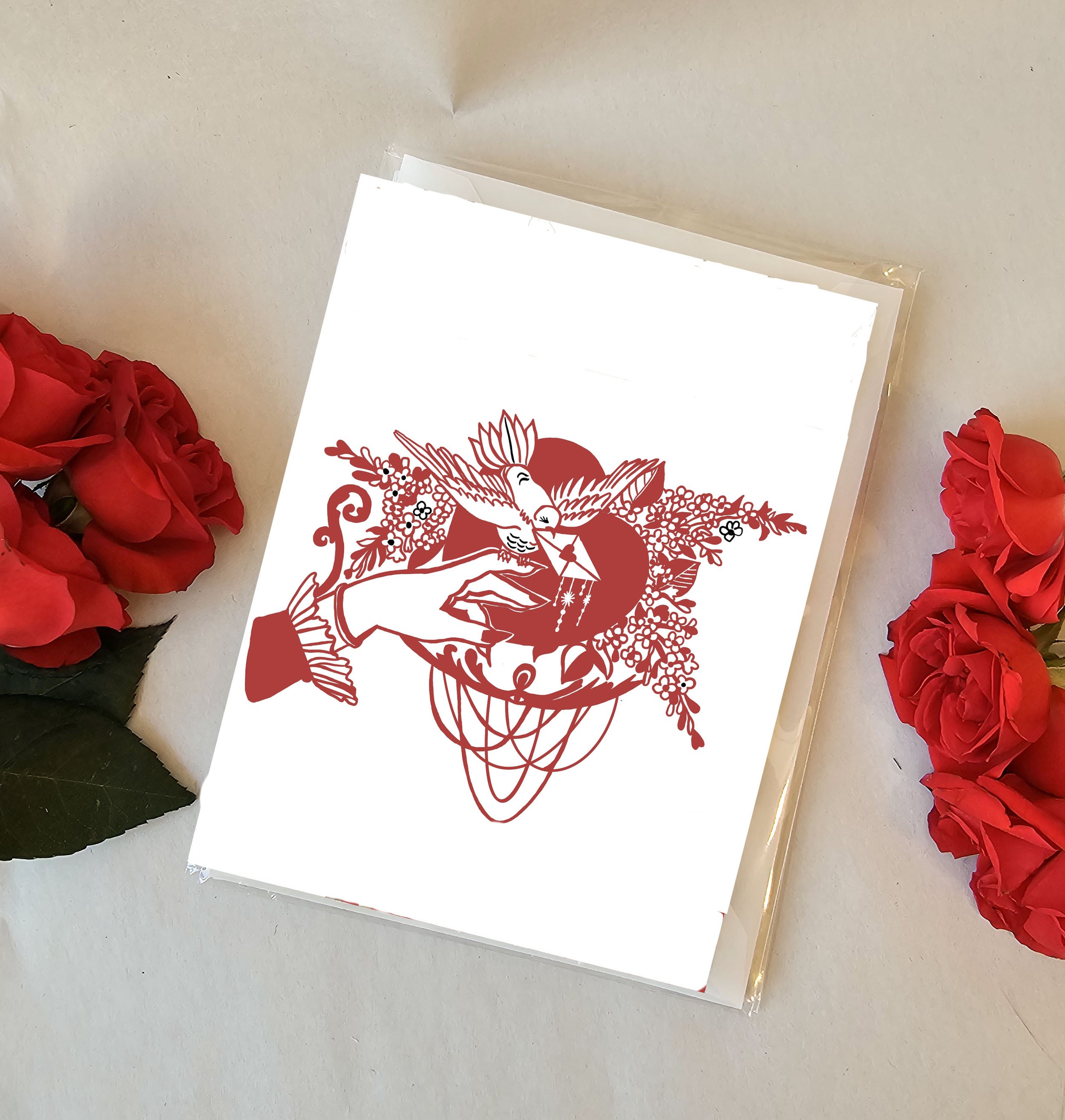 Screen Printed Valentines Day Card