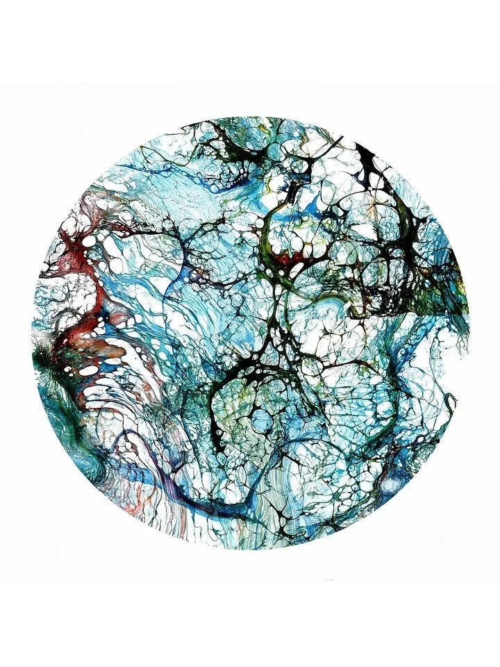 Untitled Planet No. 48 (2025)
30&rdquo;x30&rdquo; (76x76cm)

A whole world born in seconds.
What begins as water and pigment colliding turns into something that feels both microscopic and cosmic. A reminder that chance often reveals more than control