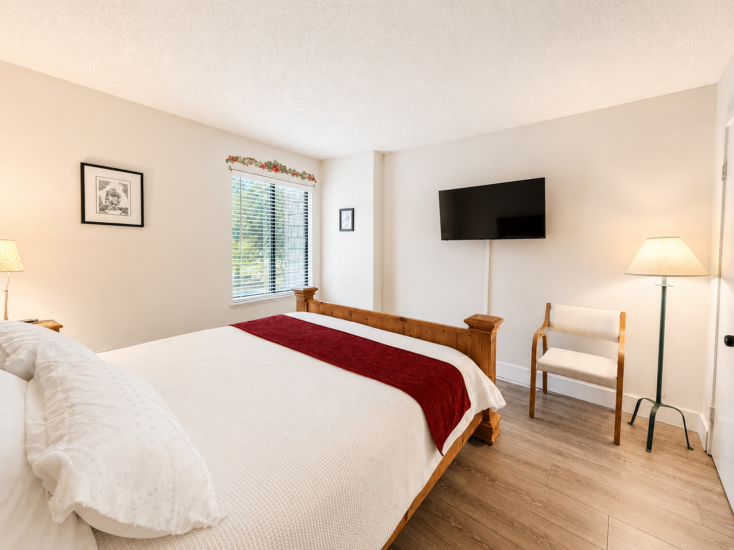 Cozy King Bed with Flat Panel TV