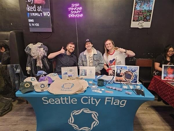 Seattle City Flag made its Art Walk debut yesterday ! 🖼️ 

We had the best time connecting with neighbors, artists, and flag lovers at the Pioneer Square Art Walk. 

Thank you to everyone who stopped by, shared stories, and showed love for Seattle&r