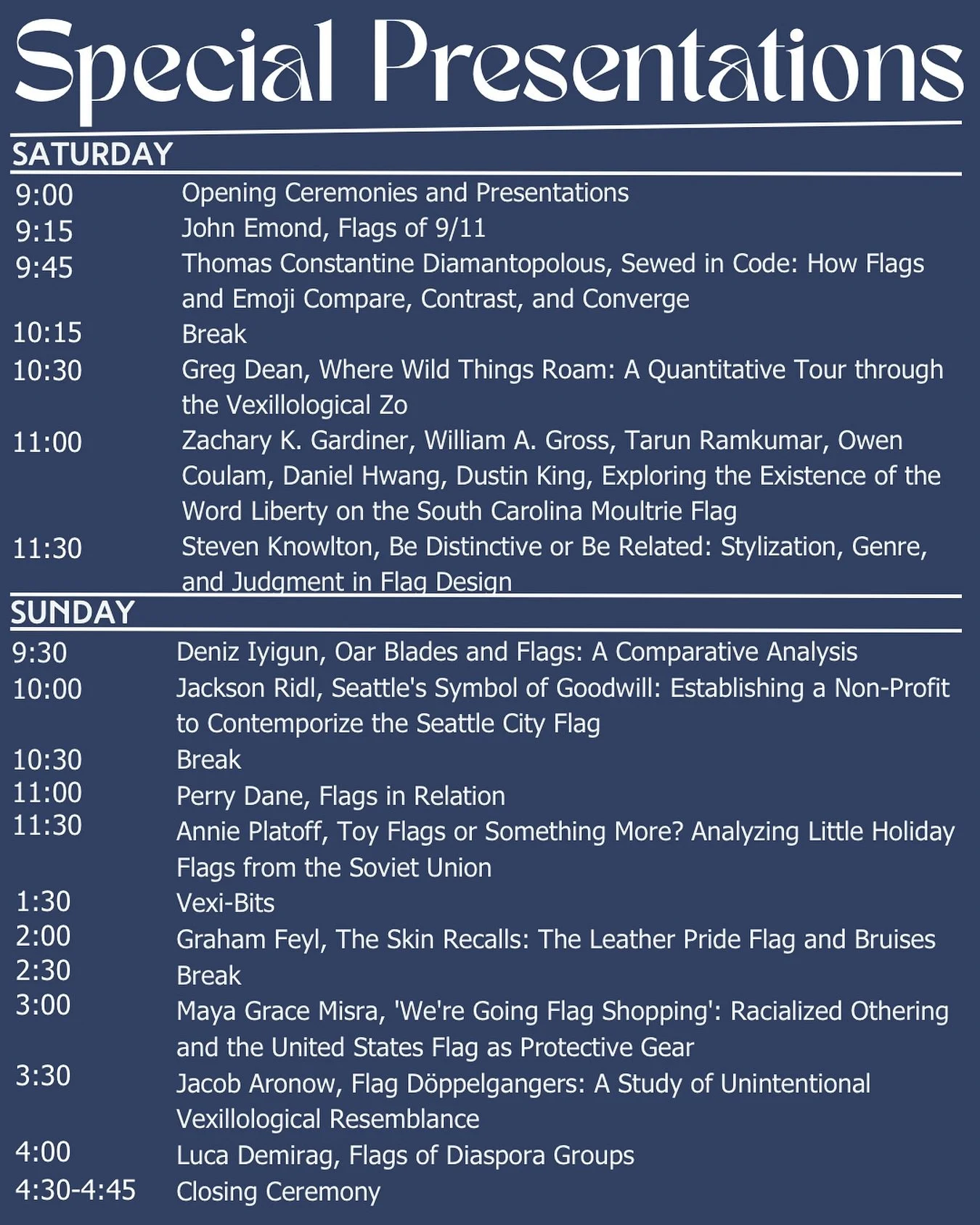 ✨ Special Presentations at NAVA 59✨

From John Emond&rsquo;s &ldquo;Flags of 9/11 presentation to Luca Demirag&rsquo;s &ldquo;Flags of Diaspora Groups&rdquo;, the NAVA 59 weekend will be jam-packed with powerful stories and deep dives into the meanin