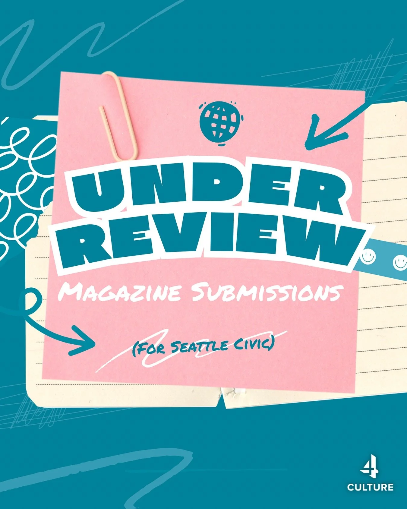 Submissions are officially under review! 📝

Thank you to everyone who shared your creativity, stories, and perspectives with Seattle Civic Magazine. 

We&rsquo;re so excited to dive into your work and can&rsquo;t wait to showcase the voices that mak