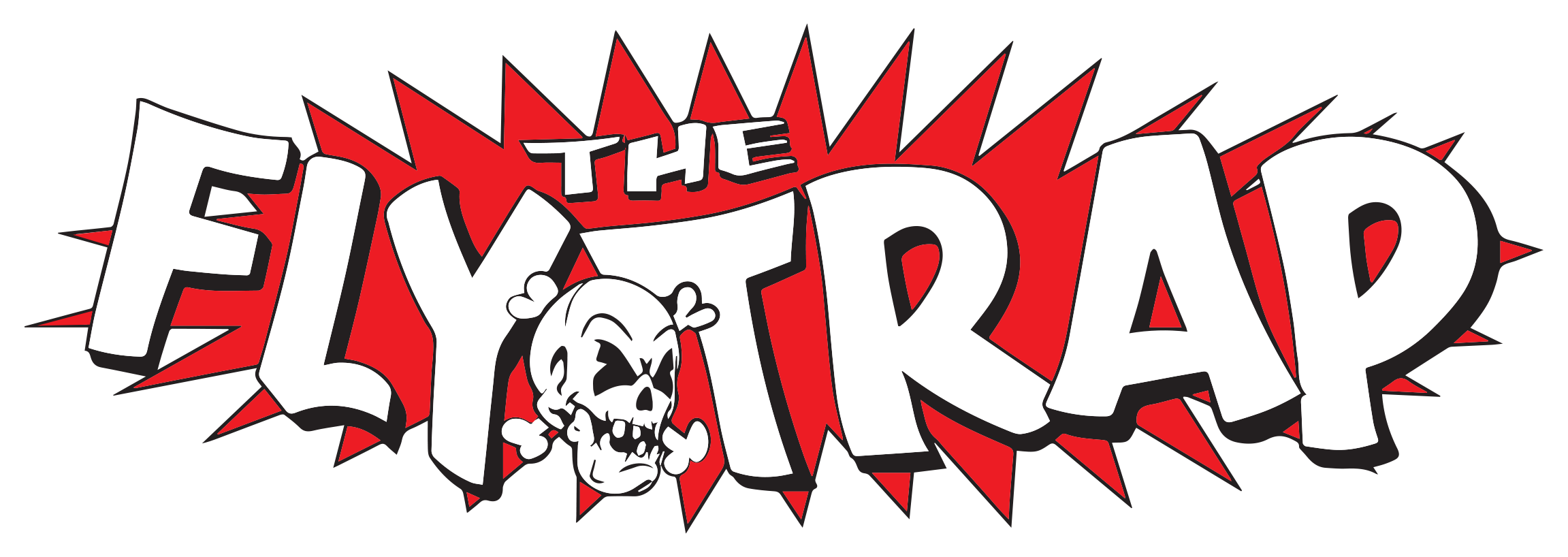 brand logo "the flytrap" The skull in the image is angry with crossed boneds behind it