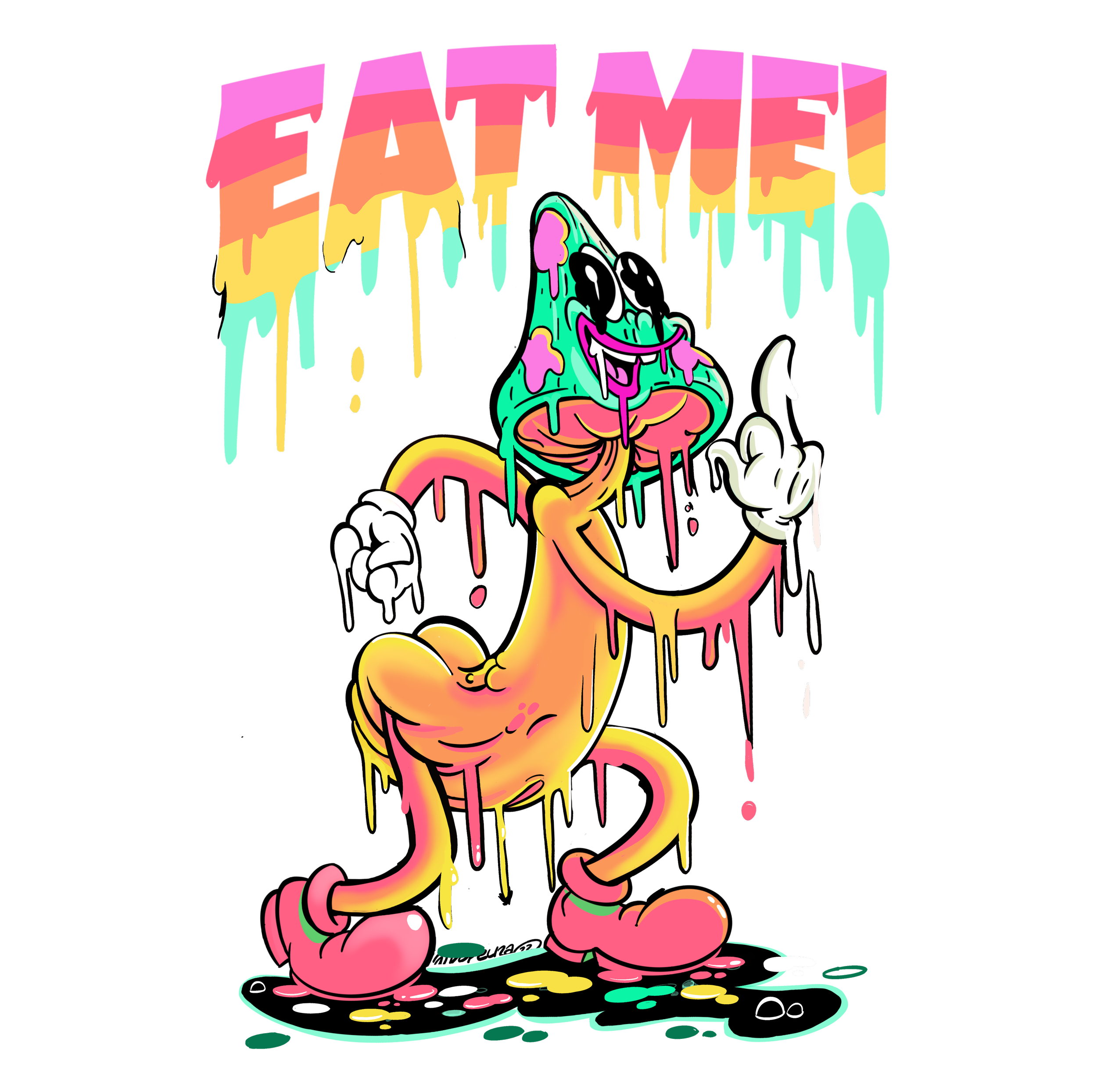 adult cartoon of a mushroom man giving the middle finger 