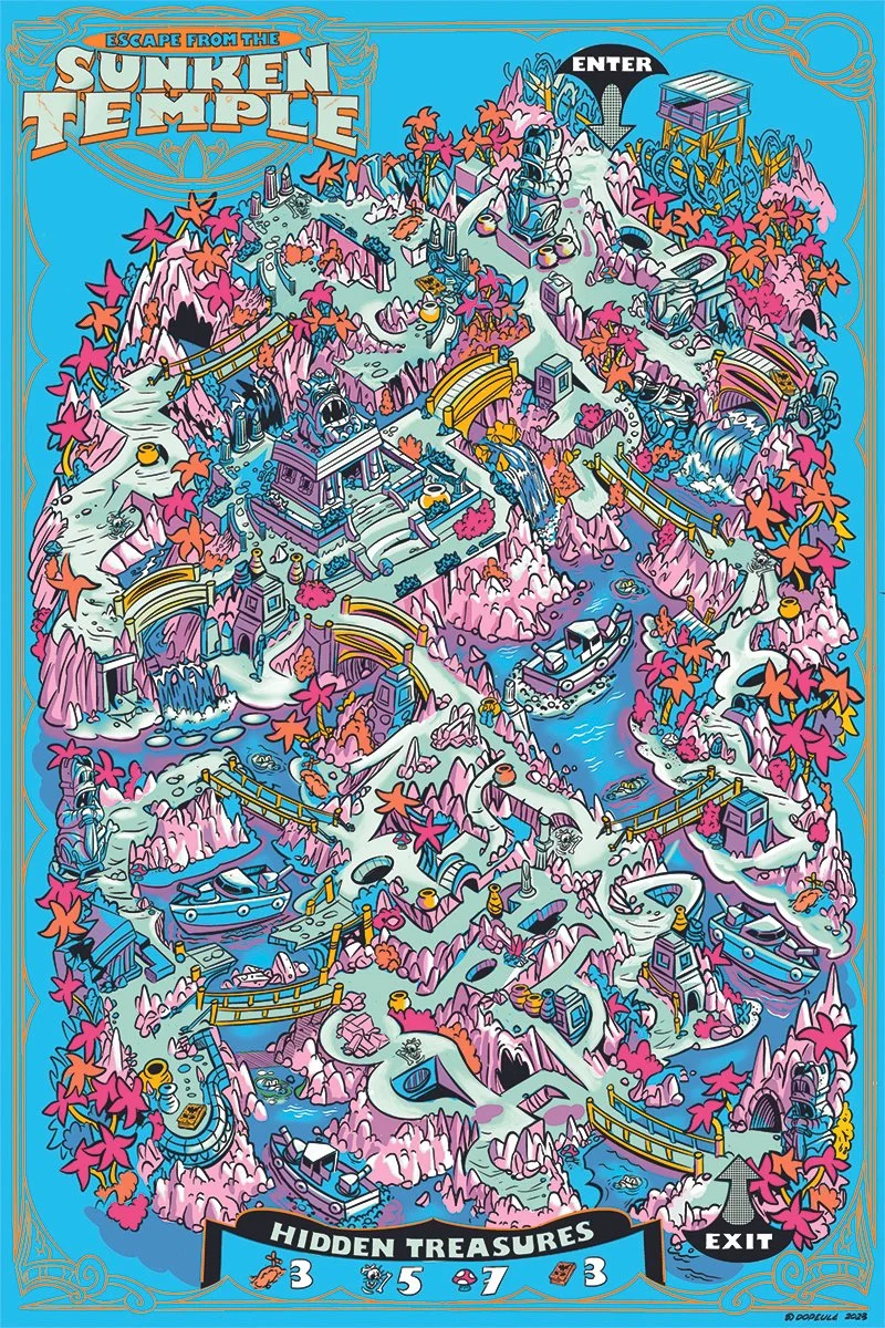 a highly detailed suken temple maze thats clean and solveable