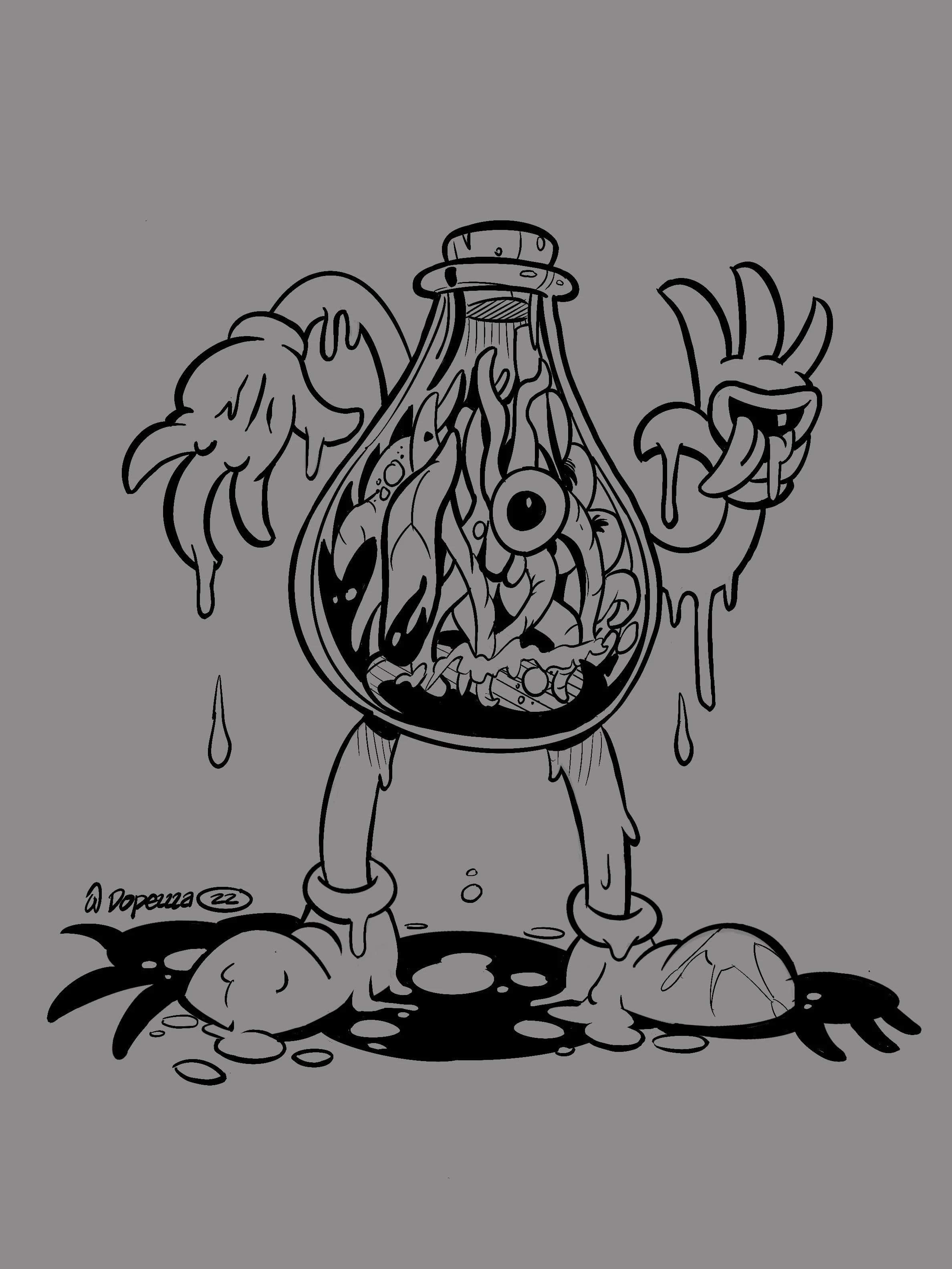 a trippy and drippy abstract monster cartoon acid man  