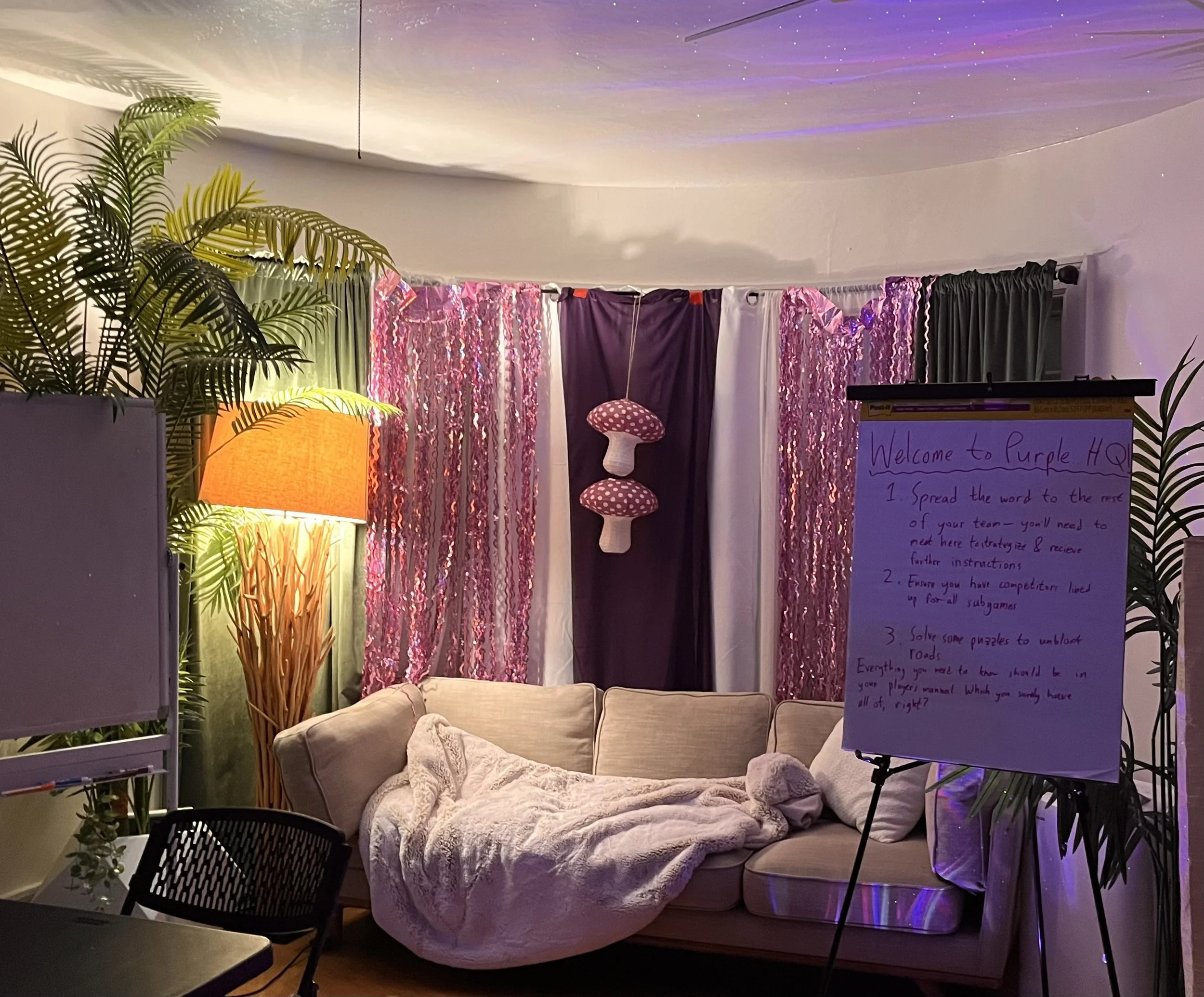 Purple Headquarters where they could talk strategy and receive secret messages. Access was granted to players on the team by completing a code task with 3 other purple players. 