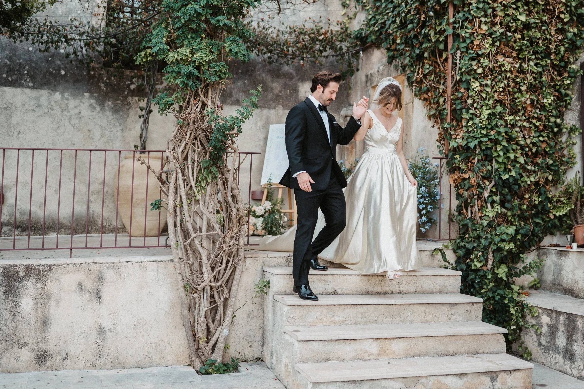 repurposing a vintage silk gown for Sicily