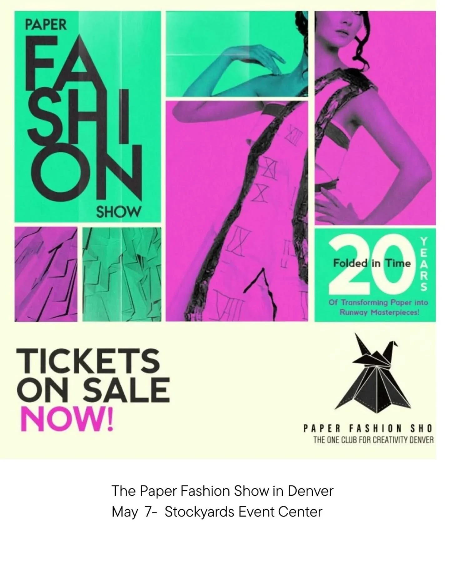 I'm honored to be a designer in the upcoming Paper Fashion Show here in Denver on May 7 at the Stockyards! 

Get your tickets now for 10% off friends and family discount: 2026PFSDESIGNER:&nbsp;https://www.paperfashionshow.com

This year's theme is &q