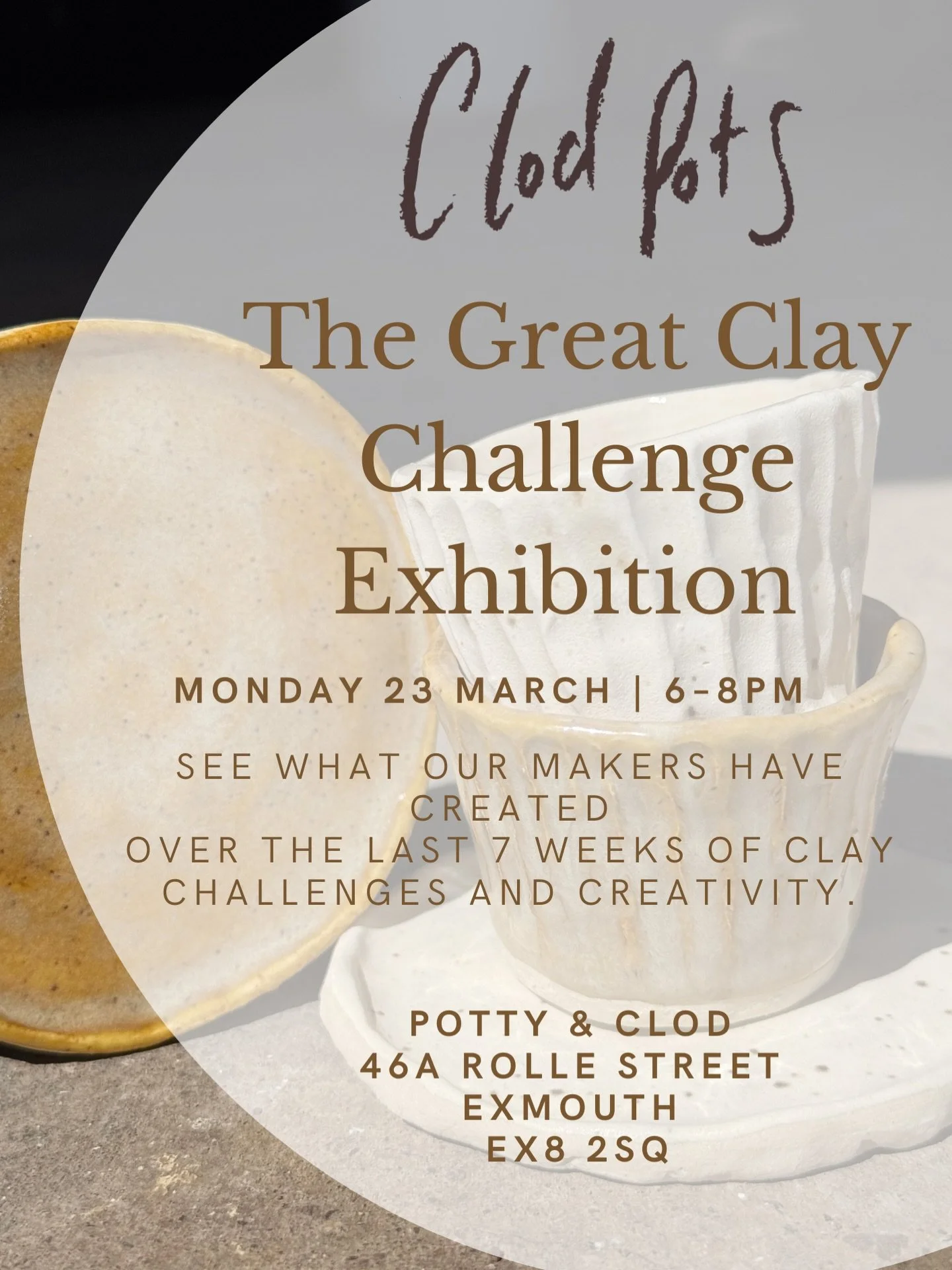 🏺 The Great Clay Challenge Exhibition

After 7 weeks of clay challenges experimenting, learning and getting messy&hellip; it&rsquo;s time to celebrate our makers! 🎉

Join us for a relaxed little exhibition evening showcasing the work created by stu