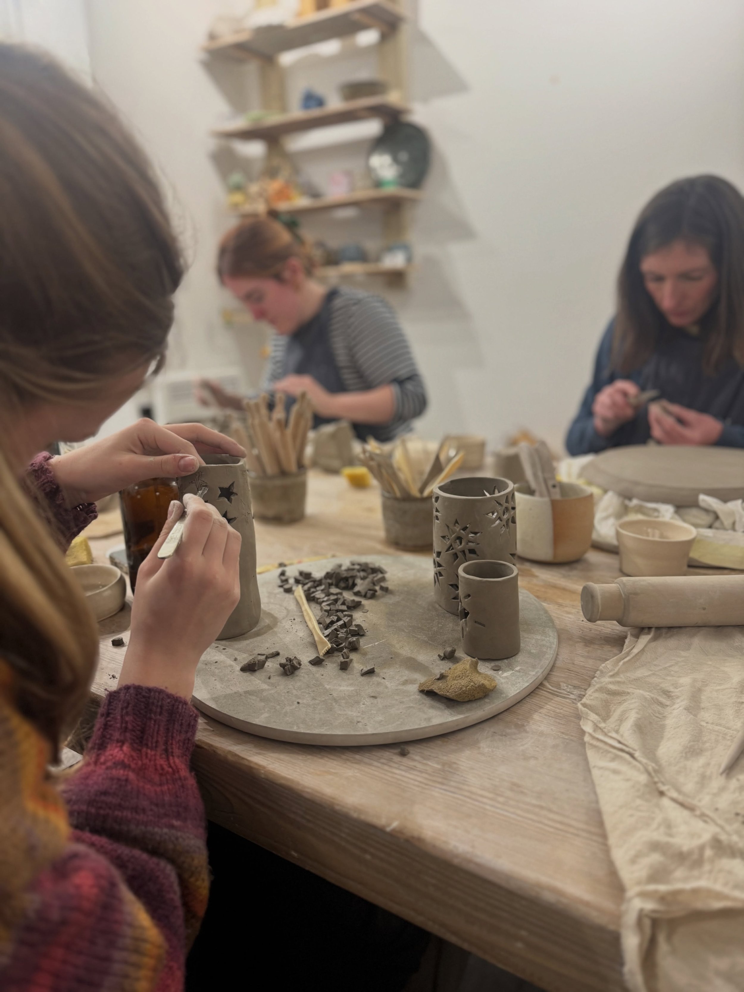 Who else wants to make on of these?🙌 #handbuiltpottery #lanterns #tealightholders #carving #exmouth