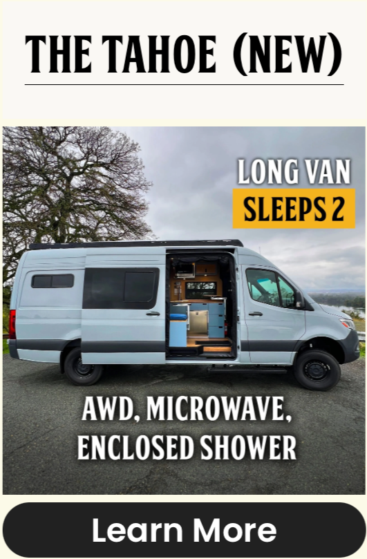 The Tahoe - Silver Grey Long Wheelbase Campervan Rental with Microwave, AWD, and Shower
