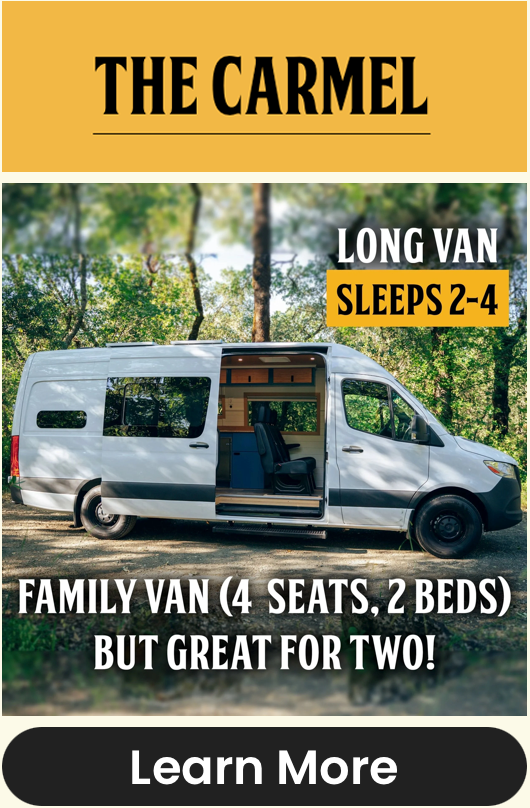 170" Mercedes Sprinter Campervan with 4 seats and 2 beds.