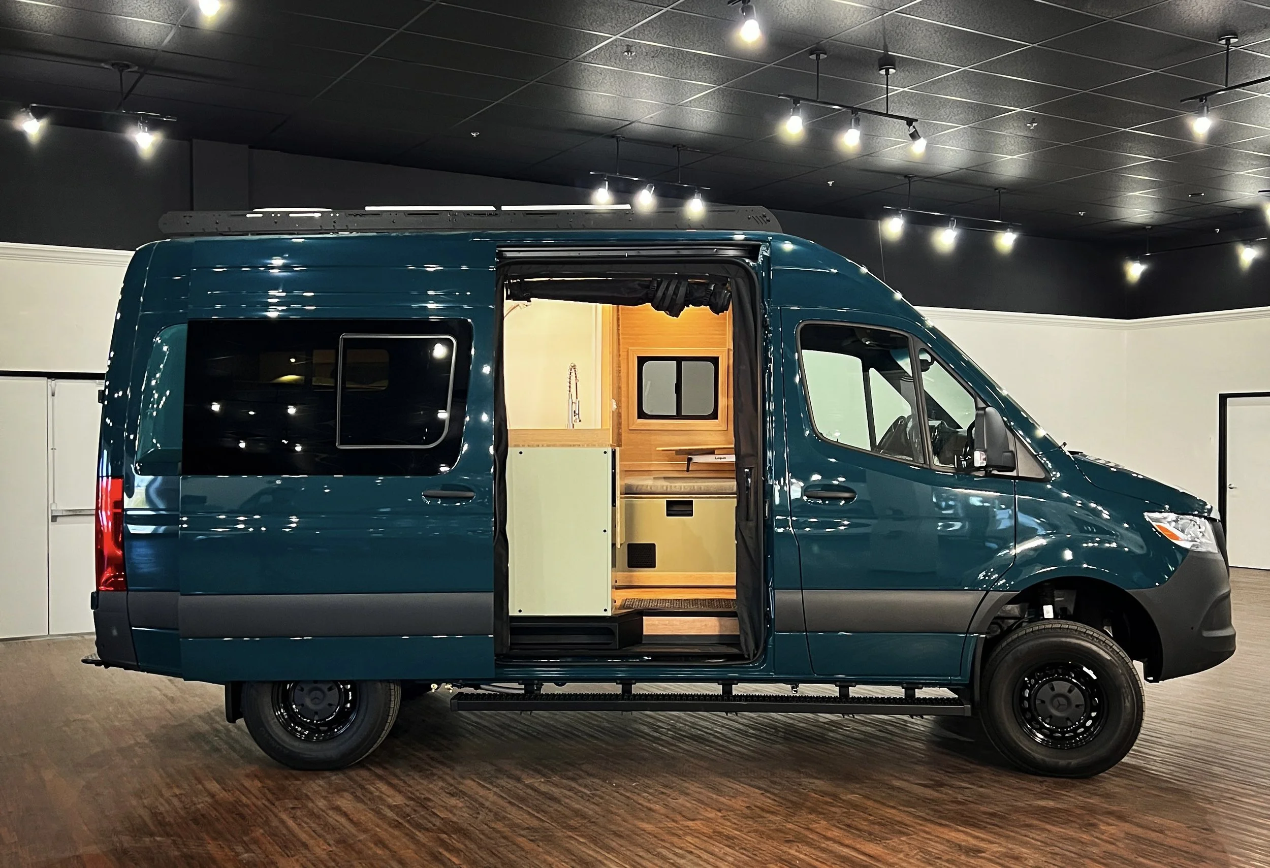 The Zion rental campervan by Scenic Vans is a 144" Mercedes Sprinter with full off-grid capabilities