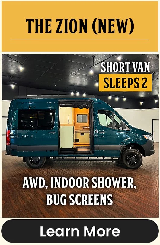 144" wheelbase Mercedes Sprinter campervan rental with indoor shower