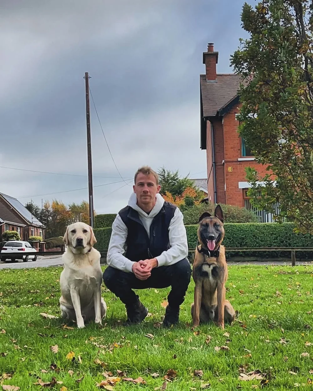 Gerard McLaughlin with two dogs