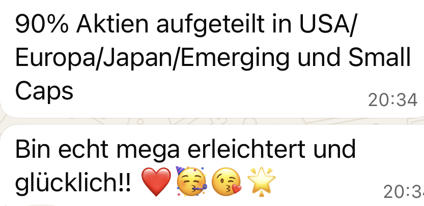 Kundinnenstimme FemmeInvest Academy - Aktien aufgeteilt, mega erleichtert und gluecklich